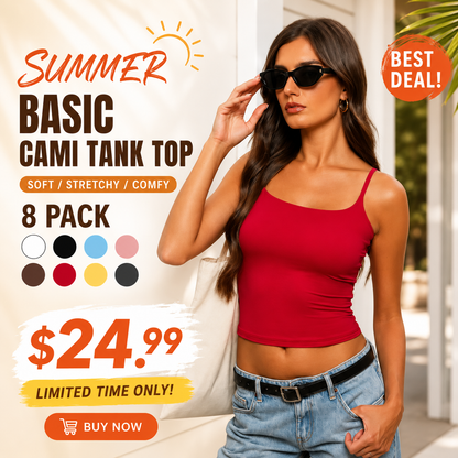 Women's casual, sexy, and versatile sleeveless square-neck tank top with adjustable straps.