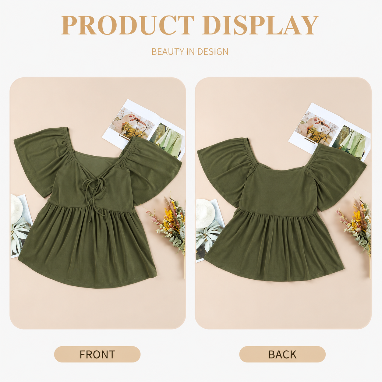 Women's Large-Sized Heart-Shaped Collar Short-Sleeved Ruffled Blouse