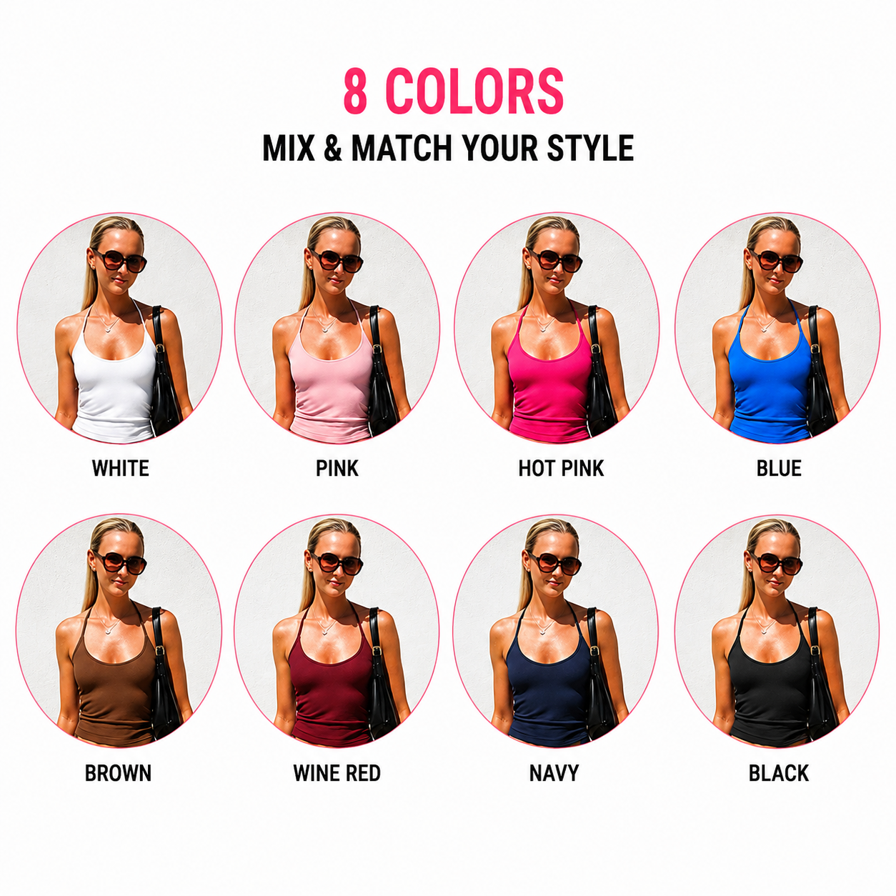 Solid-Color Sleeveless Backless Tie-Strap Camisole and Slim-Fit Side-Slit Maxi Skirt Two-Piece Set